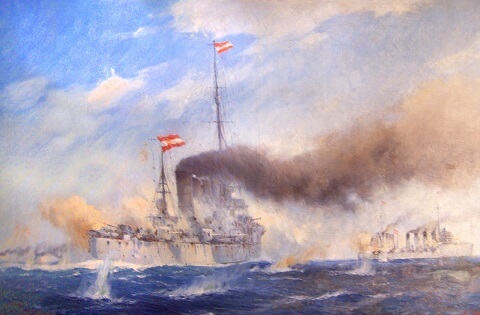 SMS Novara at full pelt at the battle of Otranto